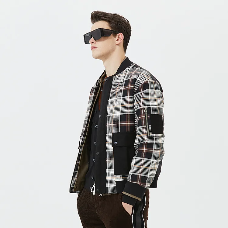 DAVID NAMAN Baseball Jerseys Men Beige Plaid-5