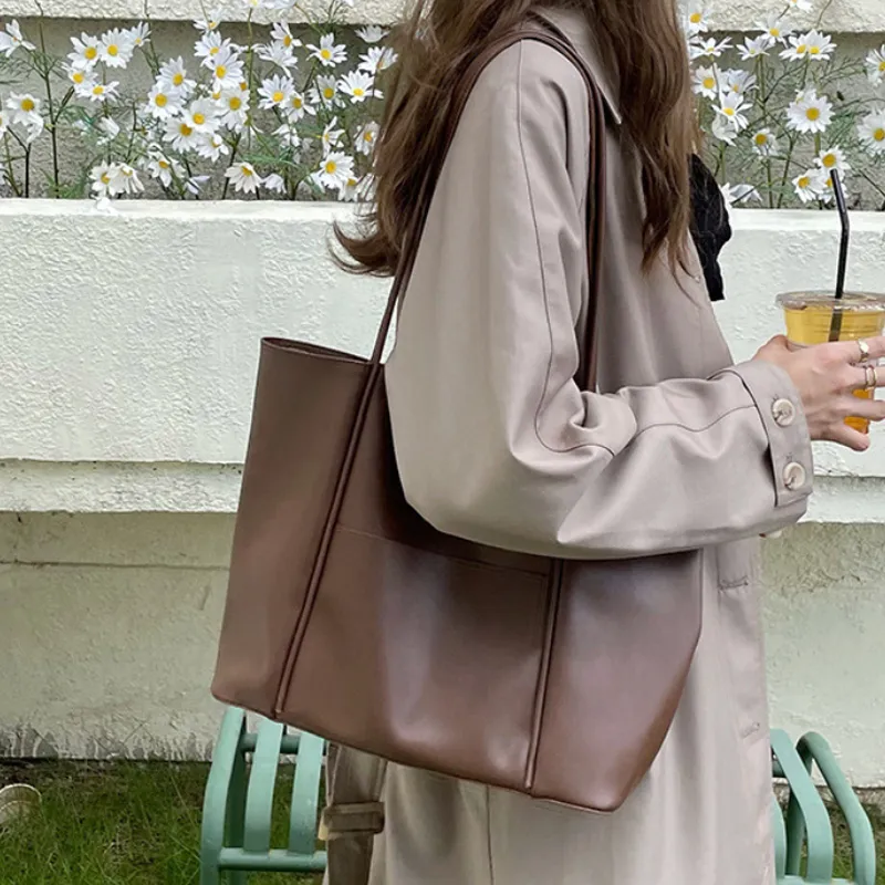 MARKANGARO PU Tote Bag Shoulder Bag Women's Black White Coffee-19