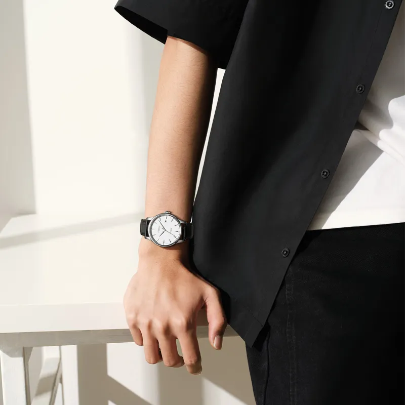 Fiyta Mechanical Movement Stainless Steel Strap Watch Men's Watches White Dial-2