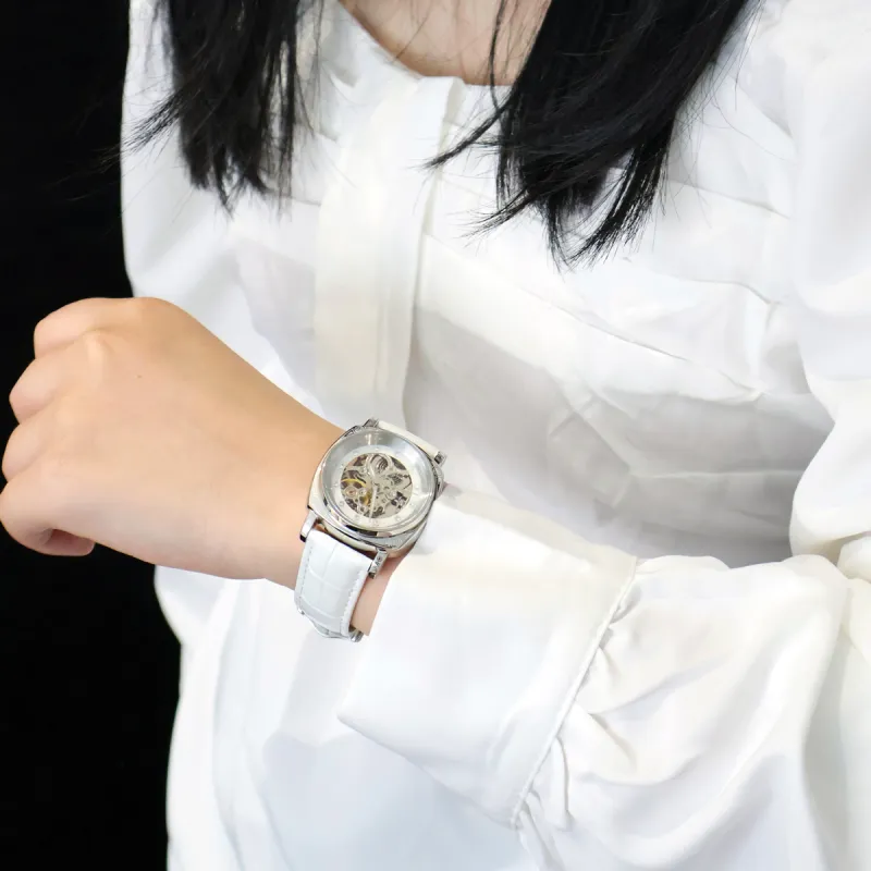 BOUX Totem Collection Automatic Mechanical Movement Genuine Leather Strap Watch Women's Watch Cut Out Dial-1