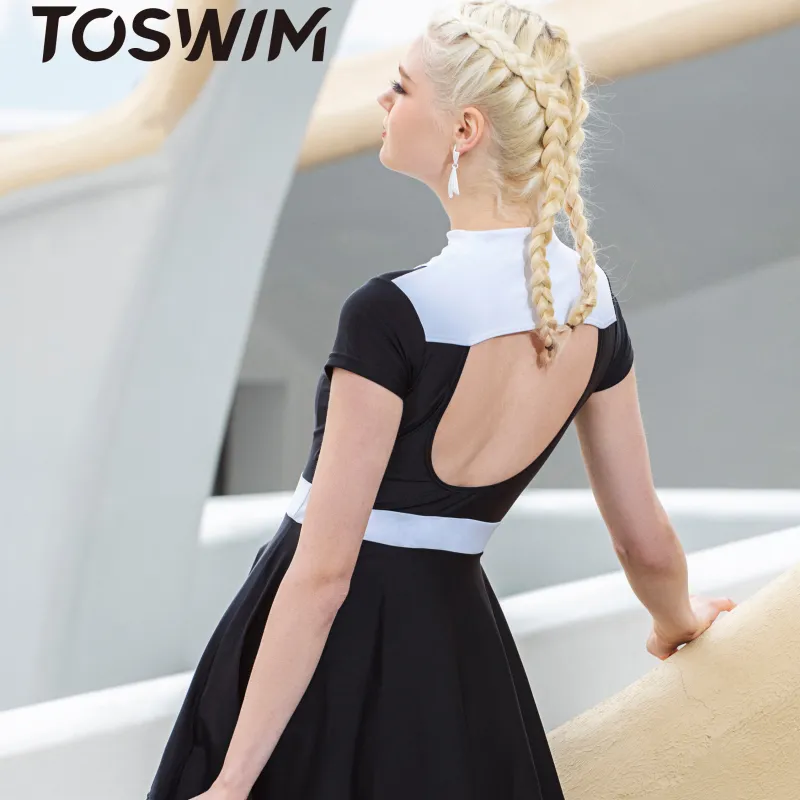 TOSWIM Swim Dresses & Skirts Women's Sweet White Black Skirt-3