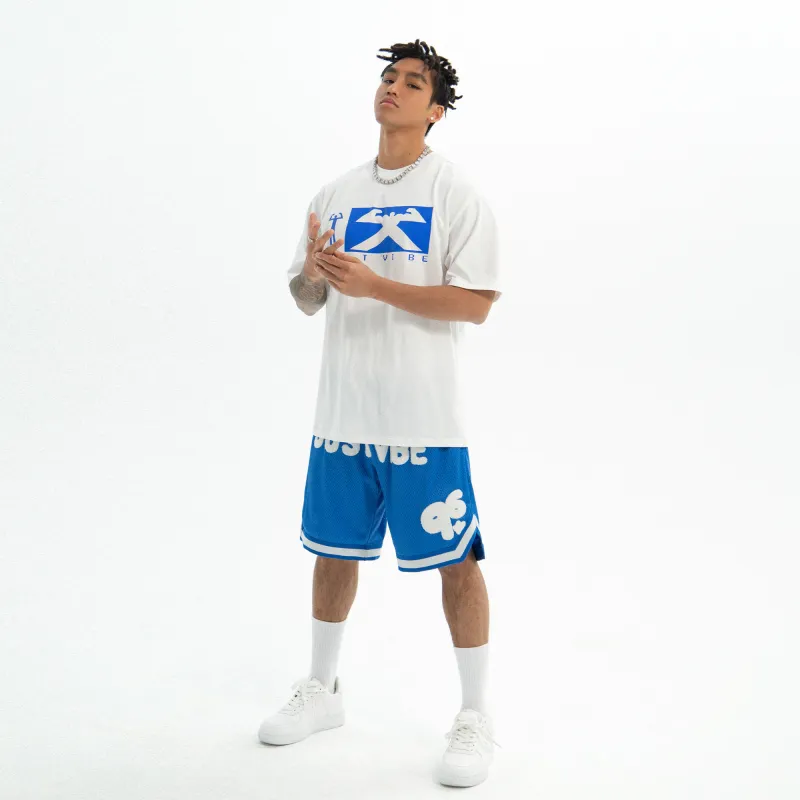 JUST VIBE Loose Fit Shorts Unisex Blue-2