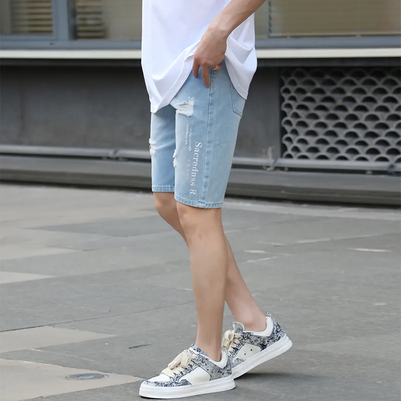 Sacrednss R Denim Shorts Unisex Light Blue-4