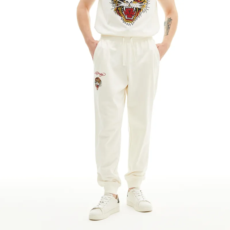Ed Hardy Jogger Casual Pants Men's Ivory White-2