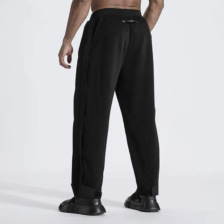 NORVINCY Breathable Elastic Waistband Solid Color Hip Hop Casual Pants Unisex-3