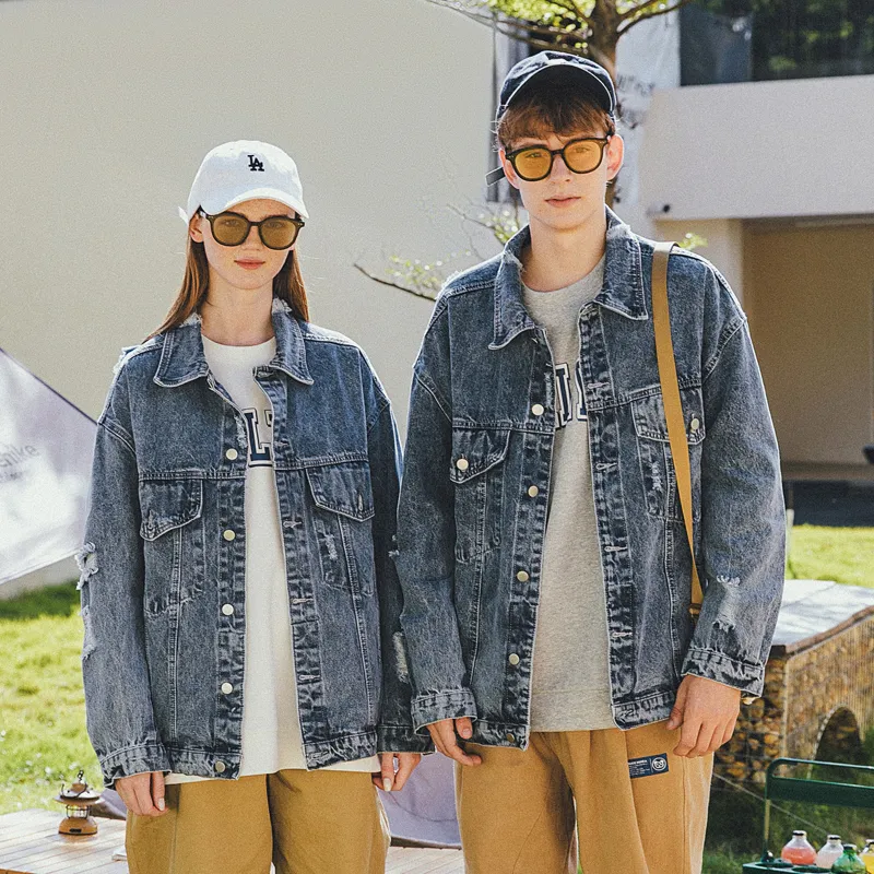 WAYNEXZAVIER Loose Fit Denim Jacket Unisex Blue-2