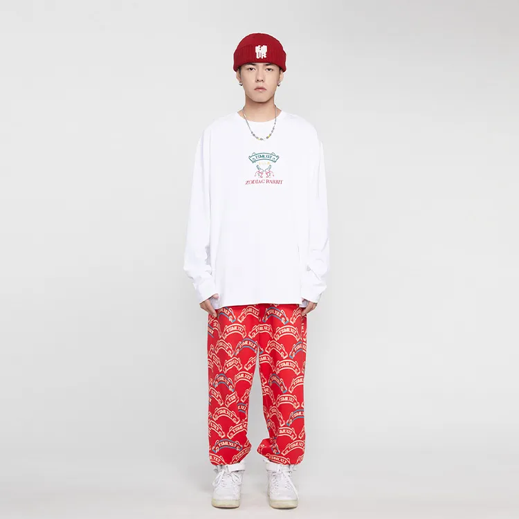 TSMLXLT Knitted Sweatpants Unisex Cherry Tomato Red-2