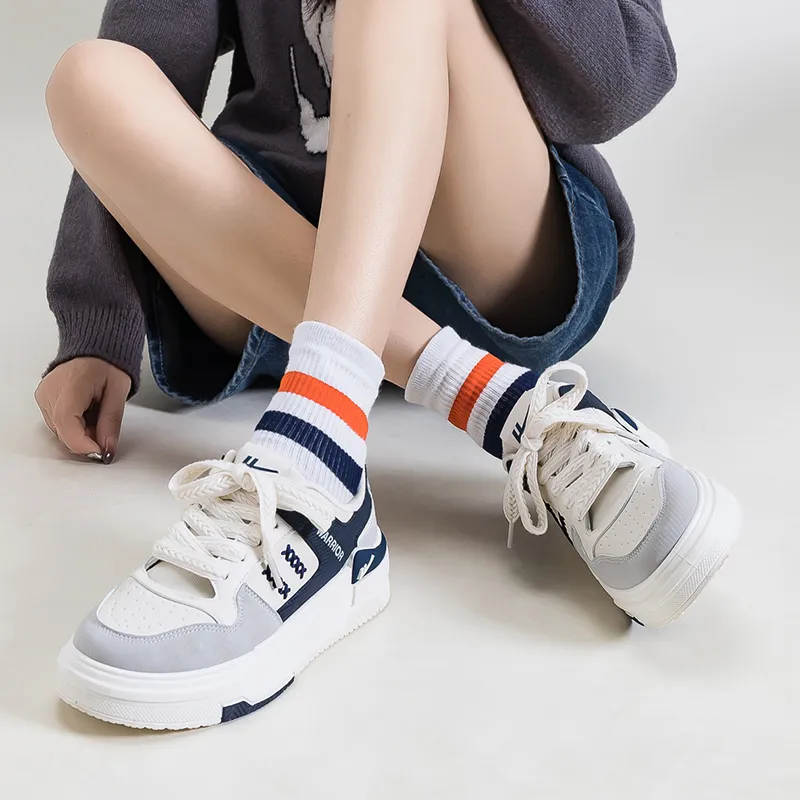 Warrior Skateboard Shoes Women's Beige Dark Blue Gray-6