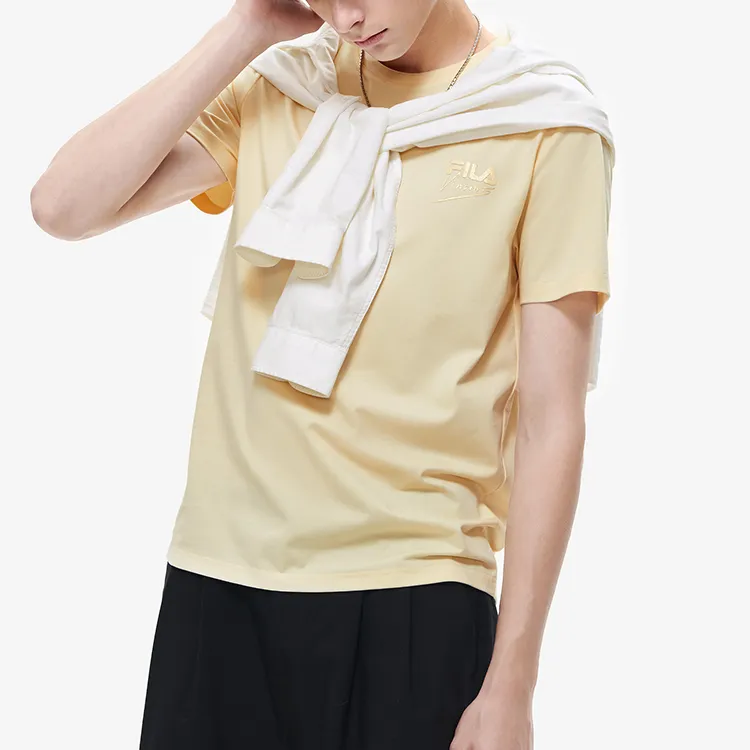 FILA x FANGAOLIANMINGXILIE T Shirt Men's Apricot Light Yellow-3
