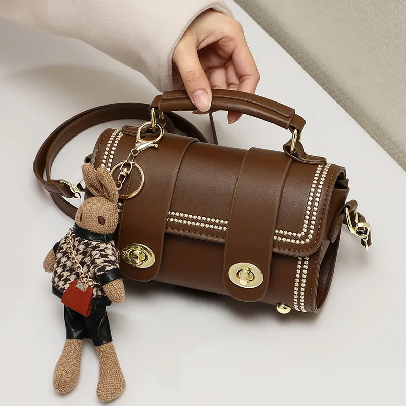 VINEY Cow Leather Shoulder Bag, Crossbody Bag, Handbag Regular Women's Brown-4