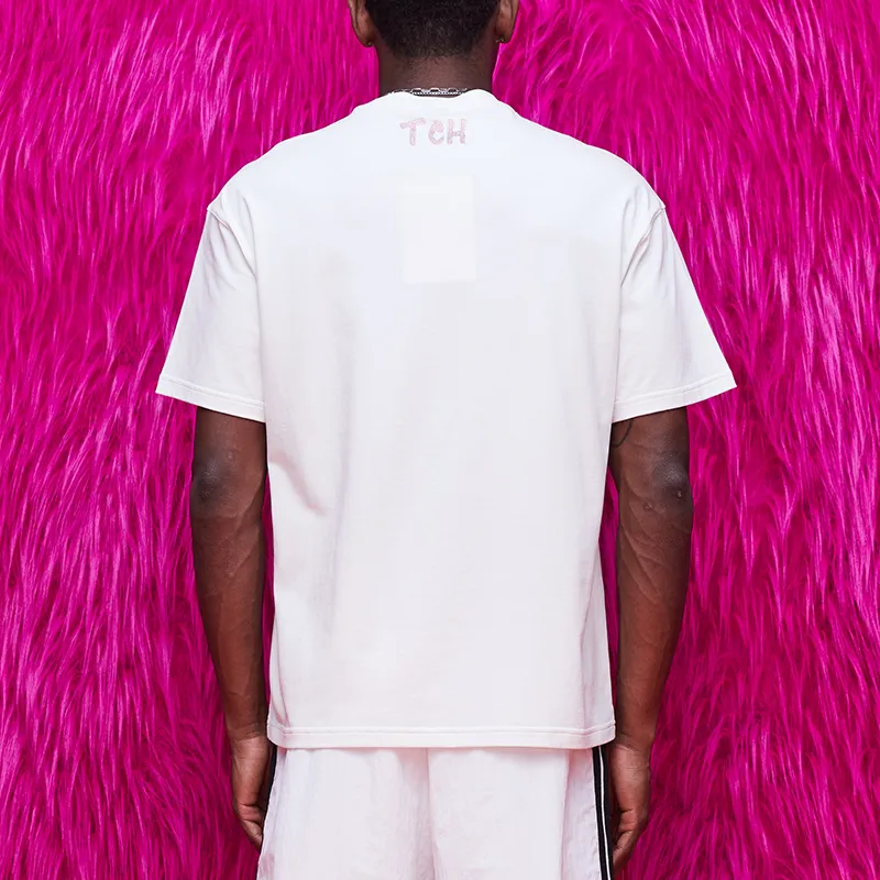 TCH T Shirts Unisex White With Red Logo-2
