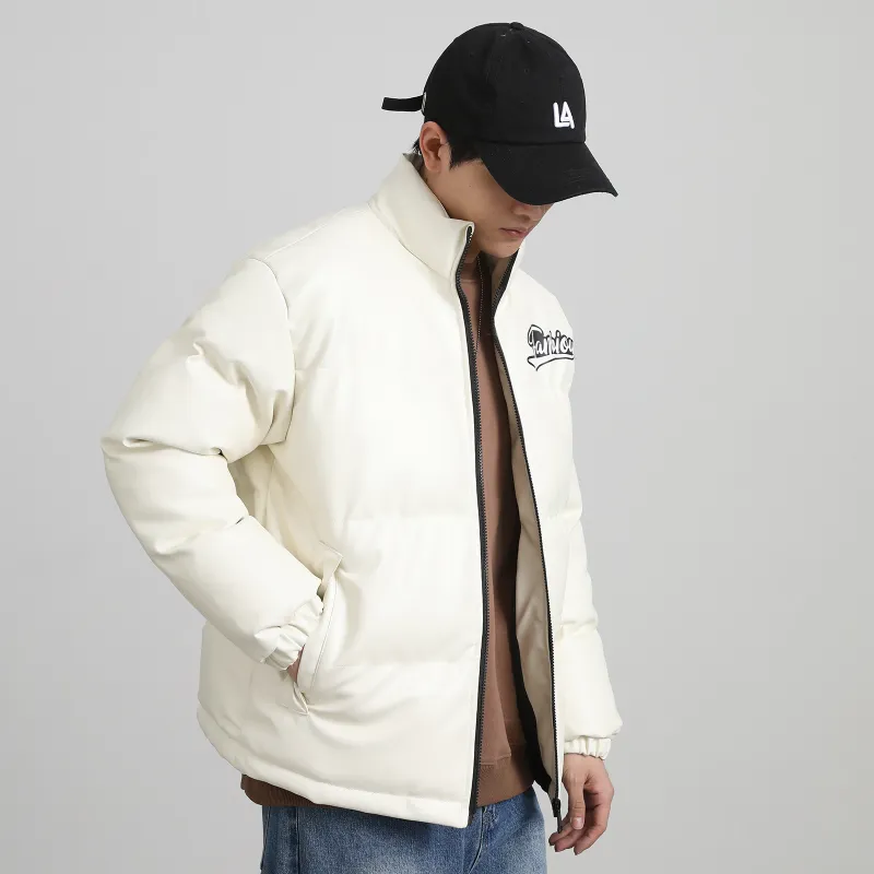 FANBIOU Letter Stand Collar Loose Fit Thickened Puffer Jacket Unisex-10