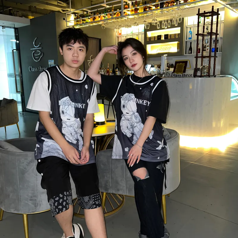 FireMonkey Basketball Jerseys Unisex Black-2