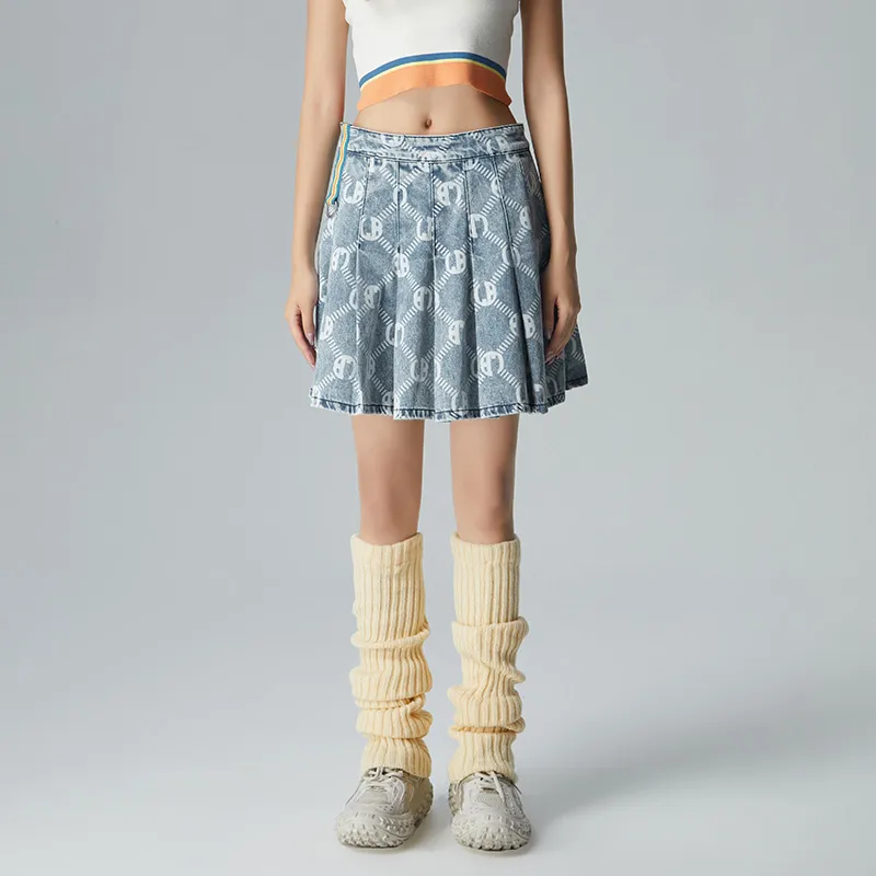 LALABOBO Casual Short Skirts Women's Light Blue White-3