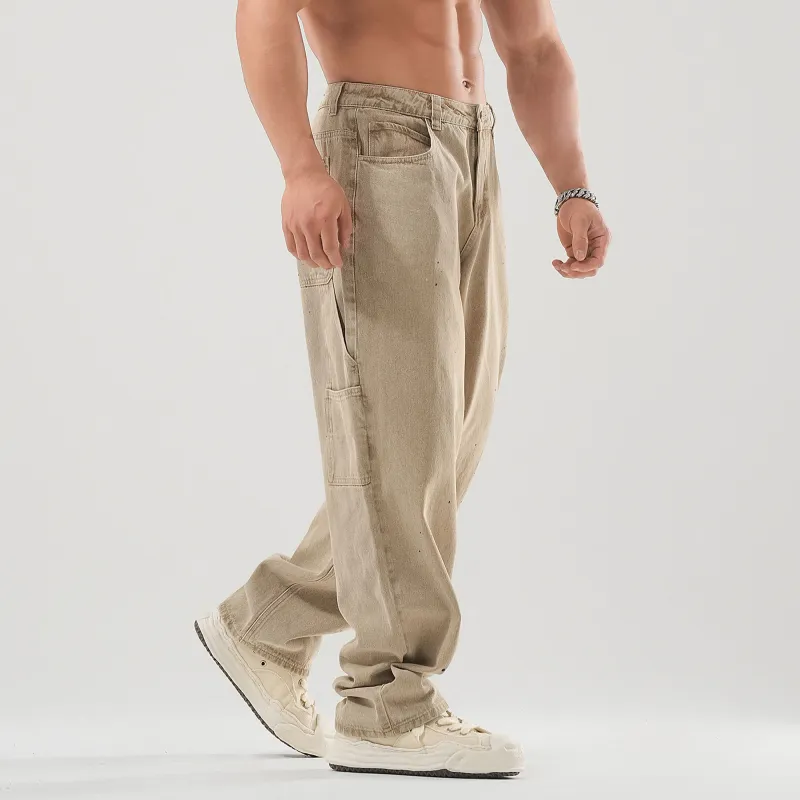 LUJIAMEN Jeans Unisex Khaki-4