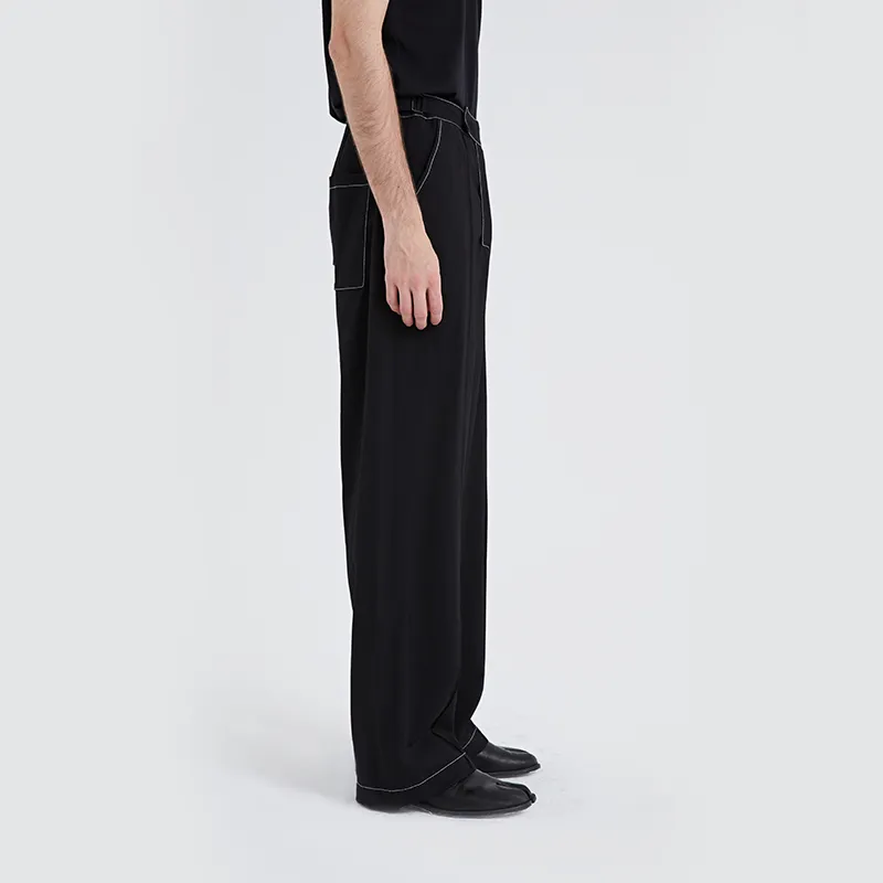Organic Emotion Straight Casual Pants Unisex Black-3
