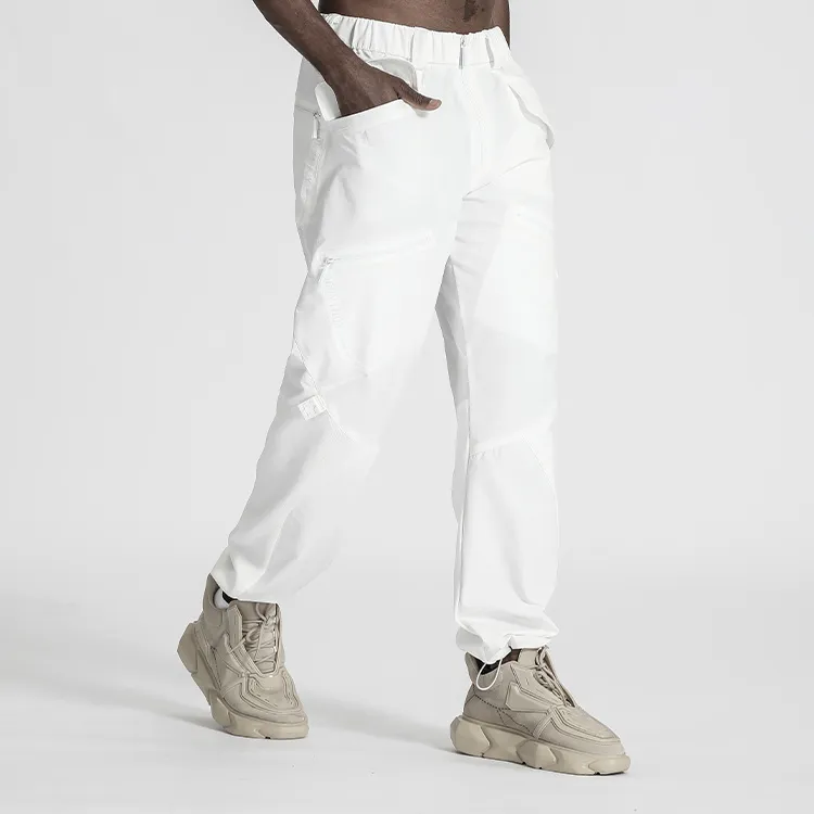 NORVINCY Versatile Pure White Deconstructed Style Knitted Sweatpants Unisex-12