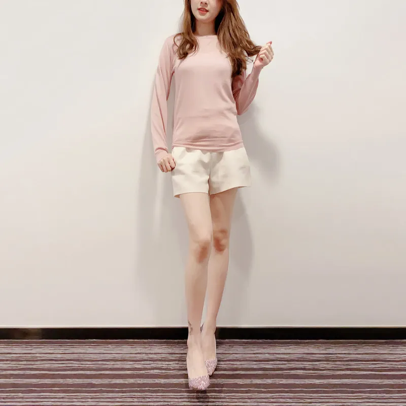 LOEWE Crew Neck Slim Fit Long Sleeved Sweater Women's Pink-1