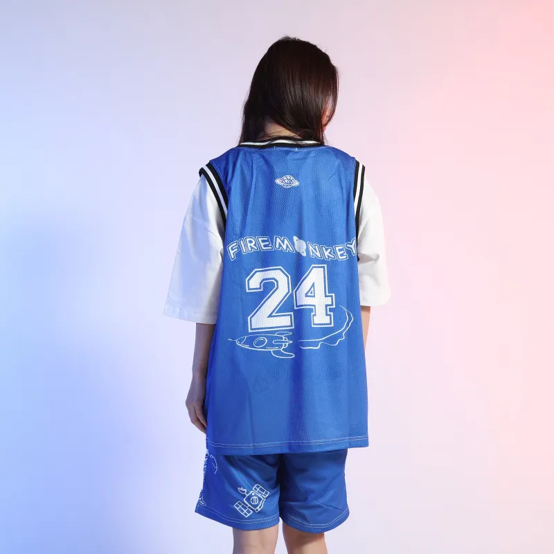 FireMonkey Basketball Jerseys Unisex Klein Blue-3
