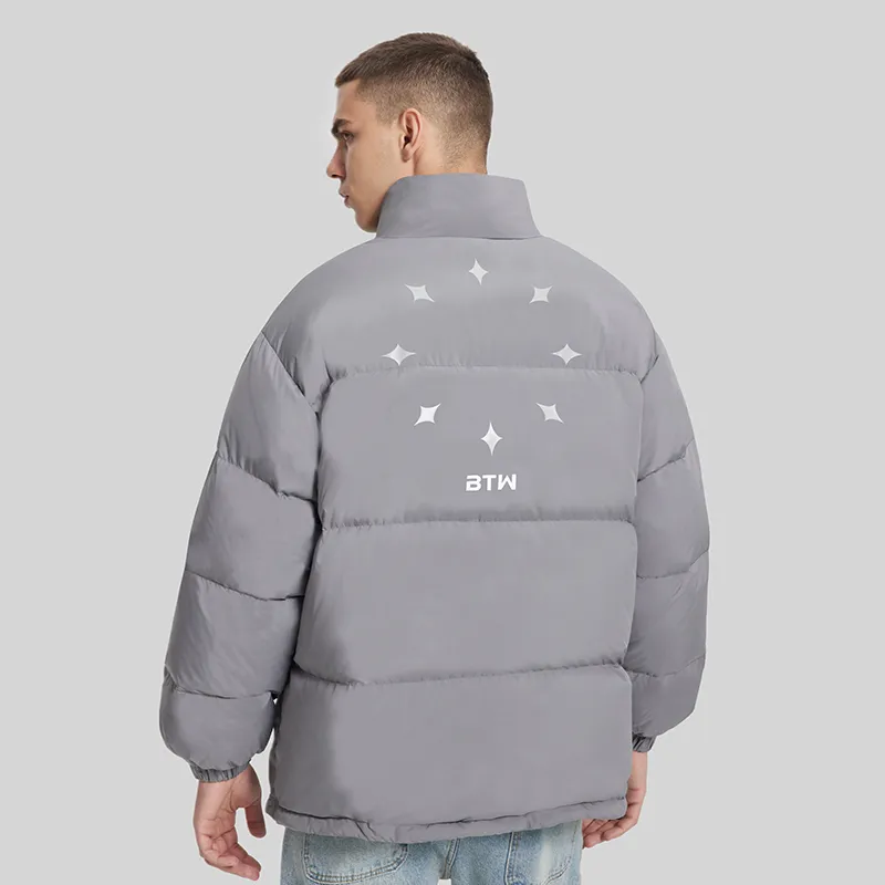 BTW Stand Collar Without Hood Loose Fit Down Jacket Unisex-10