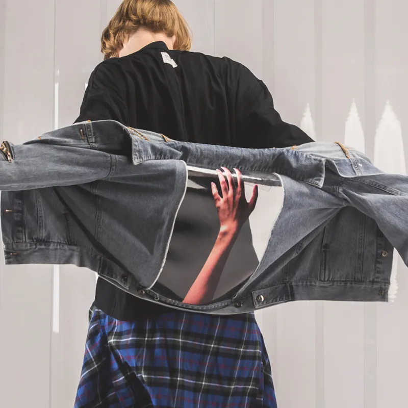 ATELIER BLEU Loose Fit Denim Jacket Unisex Blue-4