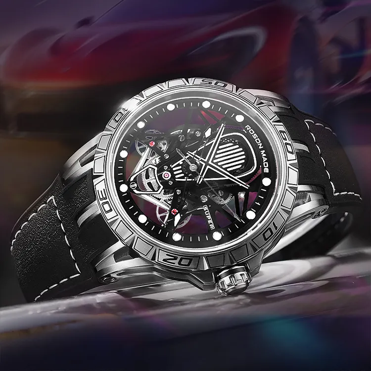 ROSDN Thunder Racing Collection Automatic Mechanical Movement Watch Men's Watches Black Dial G2713-2
