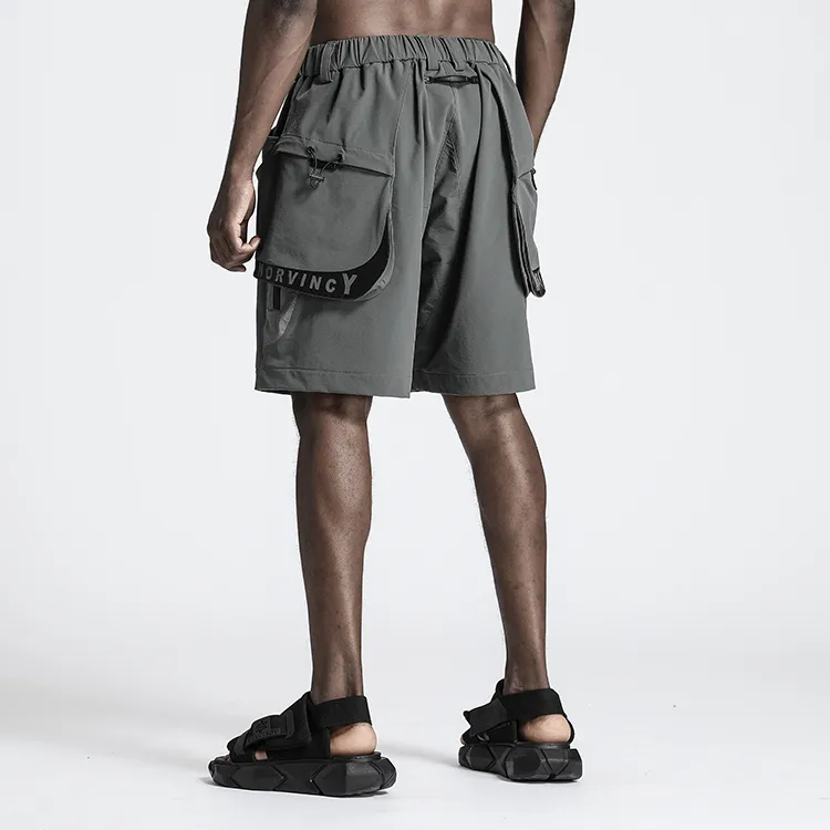 NORVINCY Urban Techwear Elastic String 3D Effect Patch Pocket Casual Shorts Unisex-13