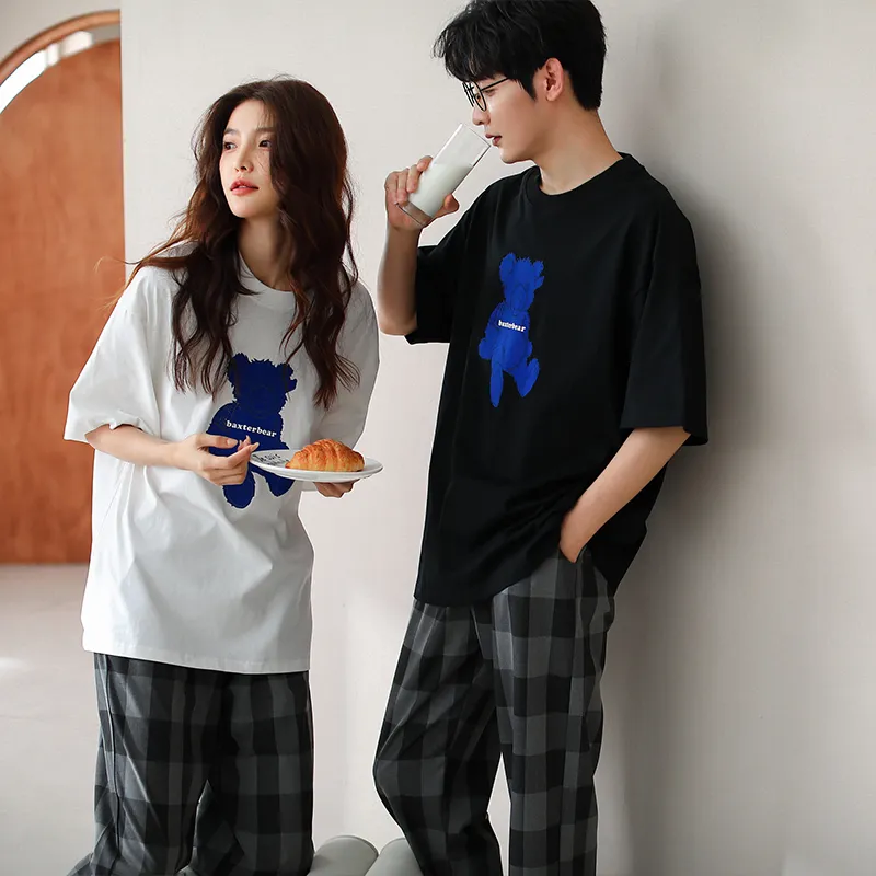 MEITENG Pajama Set Unisex White Black-3