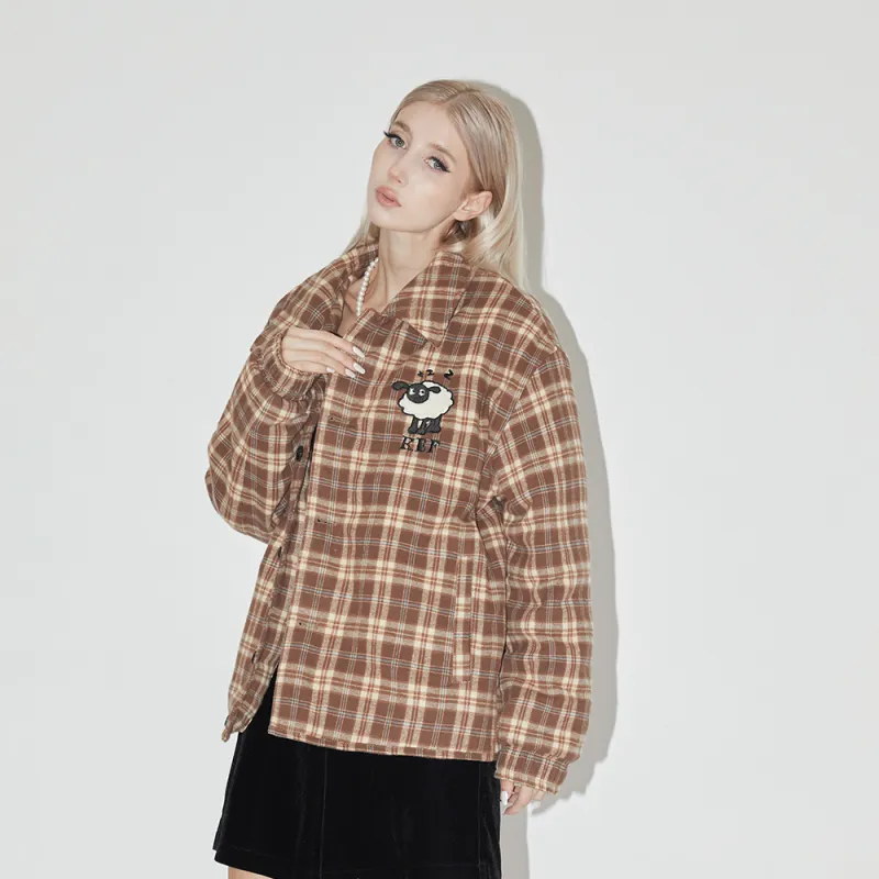 EMPTY REFERENCE Loose Fit Thickened Jacket Unisex Coffee-2