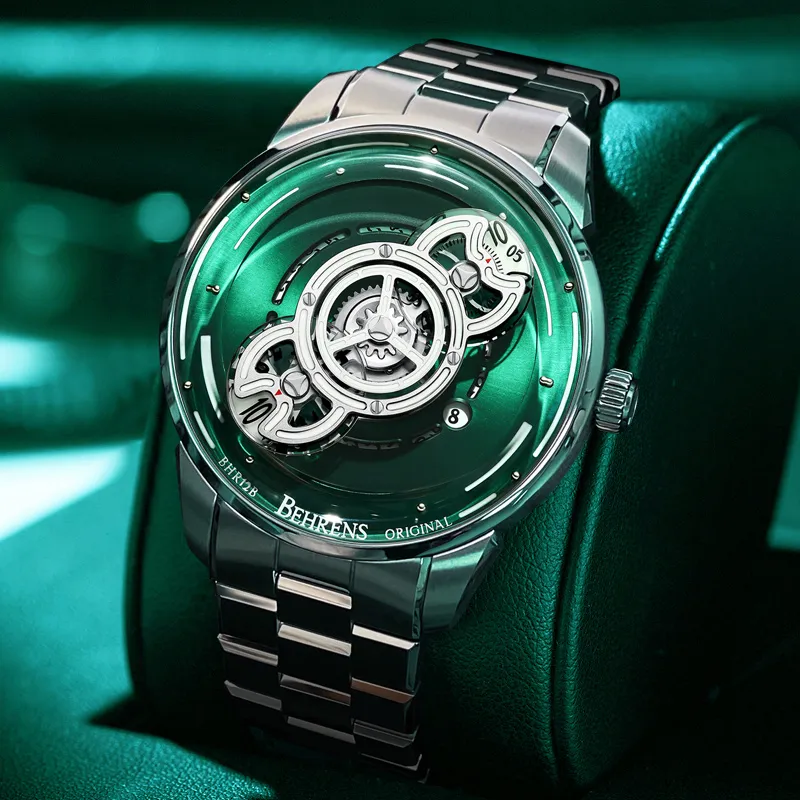 BEHRENS Original Collection Automatic Mechanical Movement Watch Unisex Green Dial-2