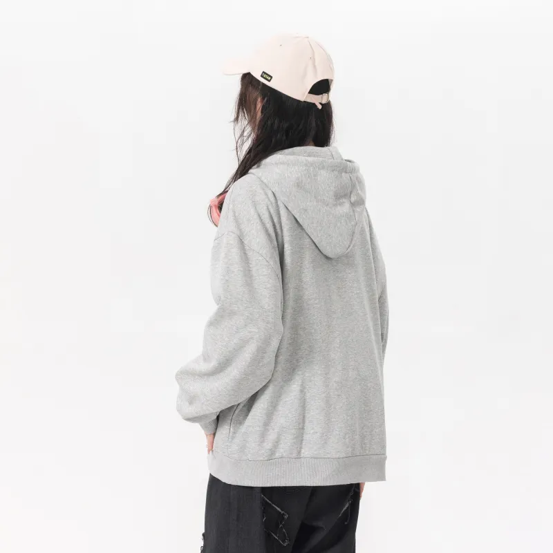 RAINCOME Hooded Loose Fit Cardigan Sweatshirt Spring And Autumn Unisex-6