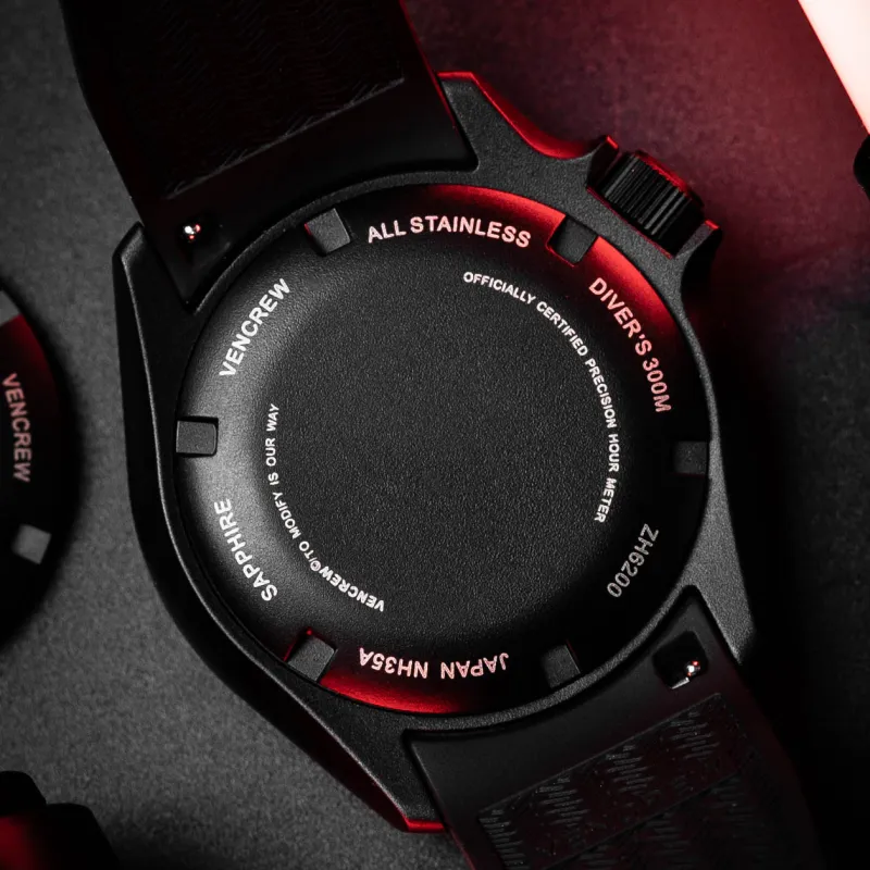 VENCREW Radar[Macho Pink] Automatic Mechanical Movement Watch Unisex Black Dial-5