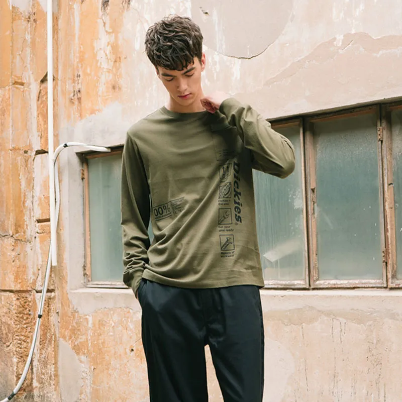 Dickies Long Sleeved T Shirt Men's Army Green-2