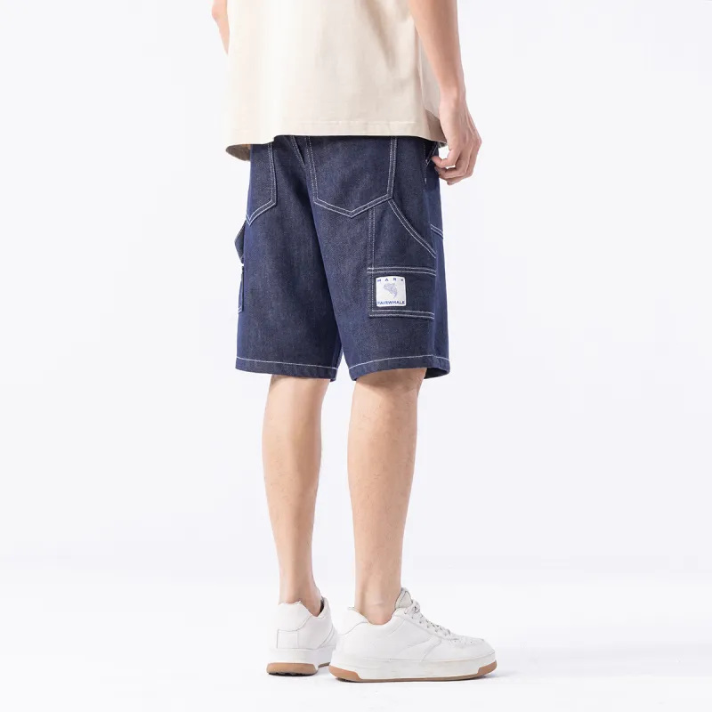 FAIRWHALE Denim Shorts Unisex Blue-3