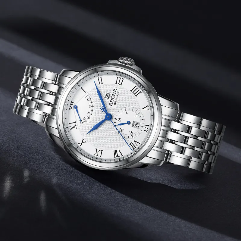EBOHR Master Collection Automatic Mechanical Movement Stainless Steel Strap Watch Men's Watches White Dial-3