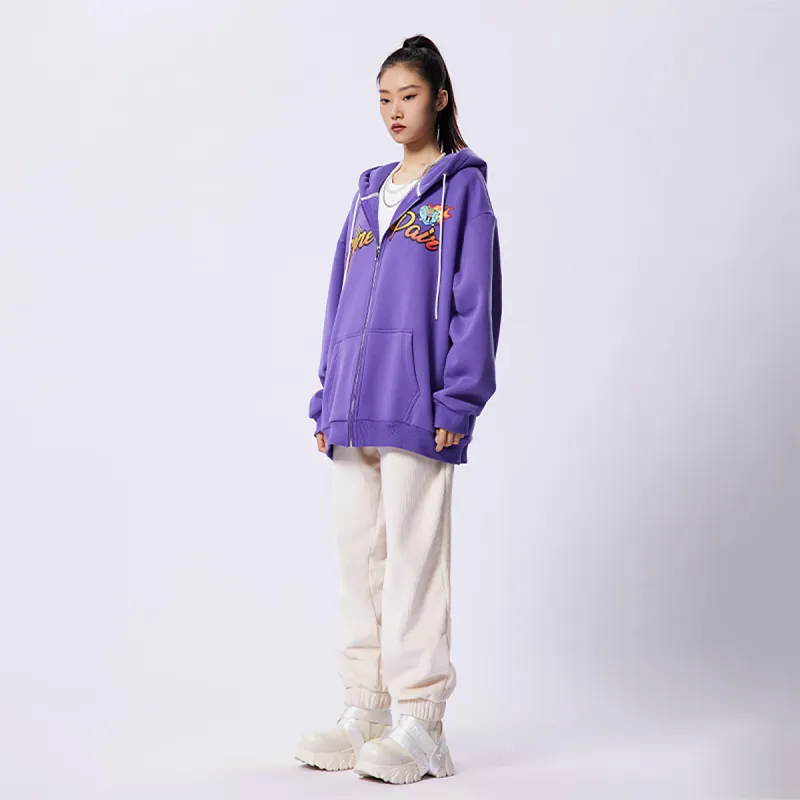 MINEPAIR Hooded Loose Fit Cardigan Sweatshirt Fall And Winter Unisex-4