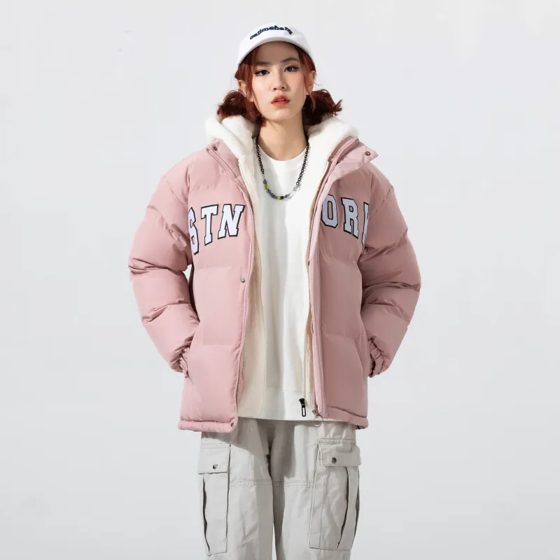 STNW Letter Hooded Loose Fit Thickened And Fleece Lined Puffer Jacket Unisex-20