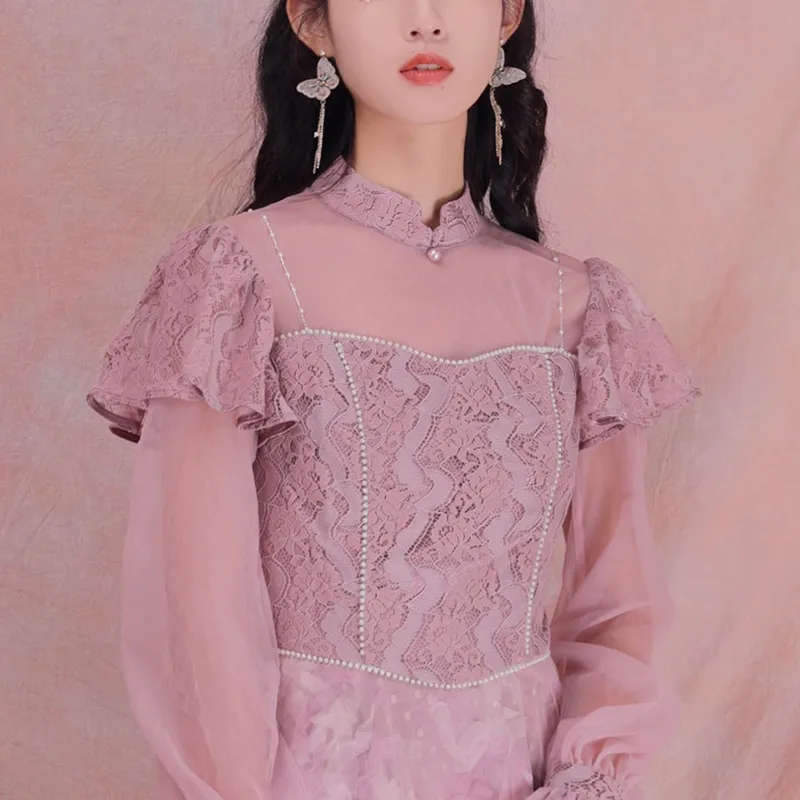 JINYE ORIENTAL A Line Skirt Dress Dream Purple-2