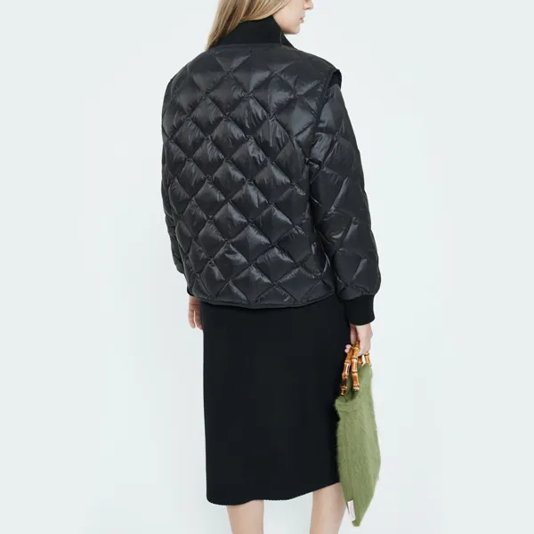 DKNY FW22 Solid Color Stand Collar Down Jacket Women's Black-7