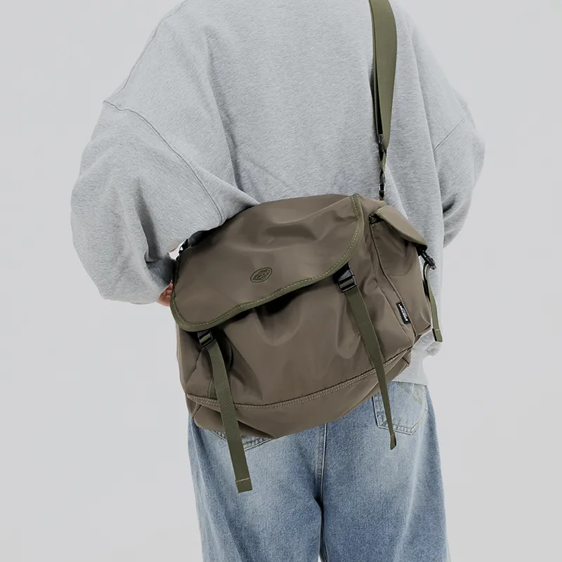 MYEDITION Nylon Messenger Bag Travel Bag Unisex Black-27