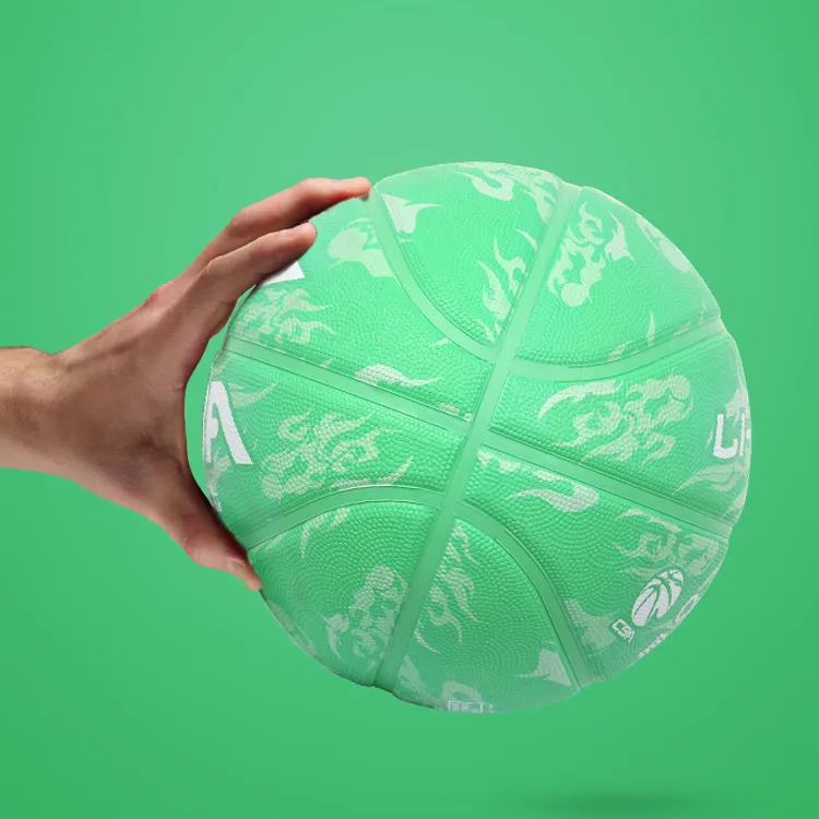 LiNing Rubber Basketball Green Size 5 Training Kids'-3