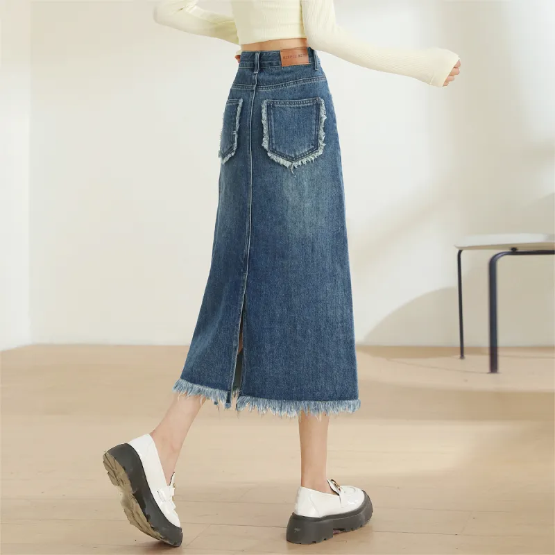 MITUAN Denim Long Skirts Women's-4