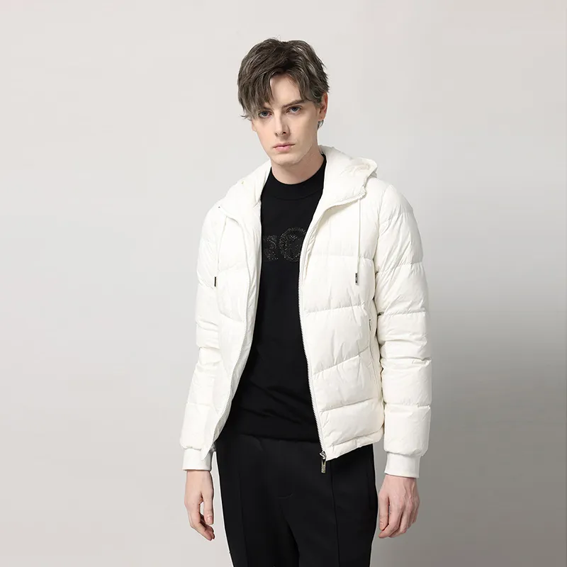 RARE FW22 Solid Color Hooded Down Jacket Men's White-5