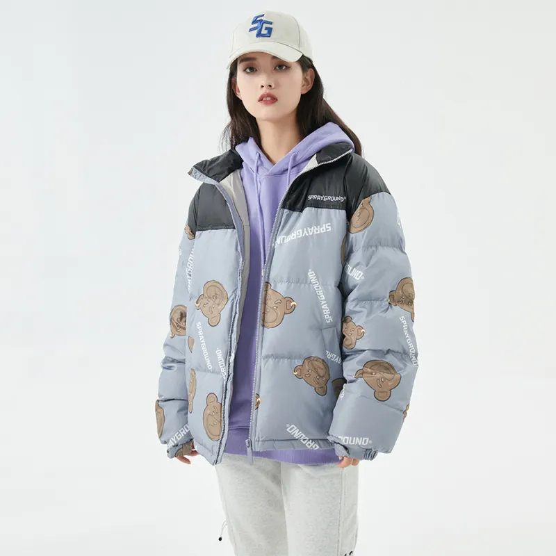 SPRAYGROUND Animal Pattern Stand Collar Loose Fit Thickened Down Jacket Unisex-14