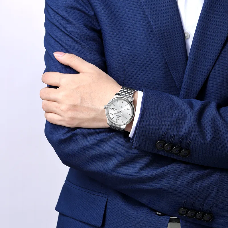 EBOHR Master Collection Automatic Mechanical Movement Stainless Steel Watchband Watch Men's Watches Silver Dial-4