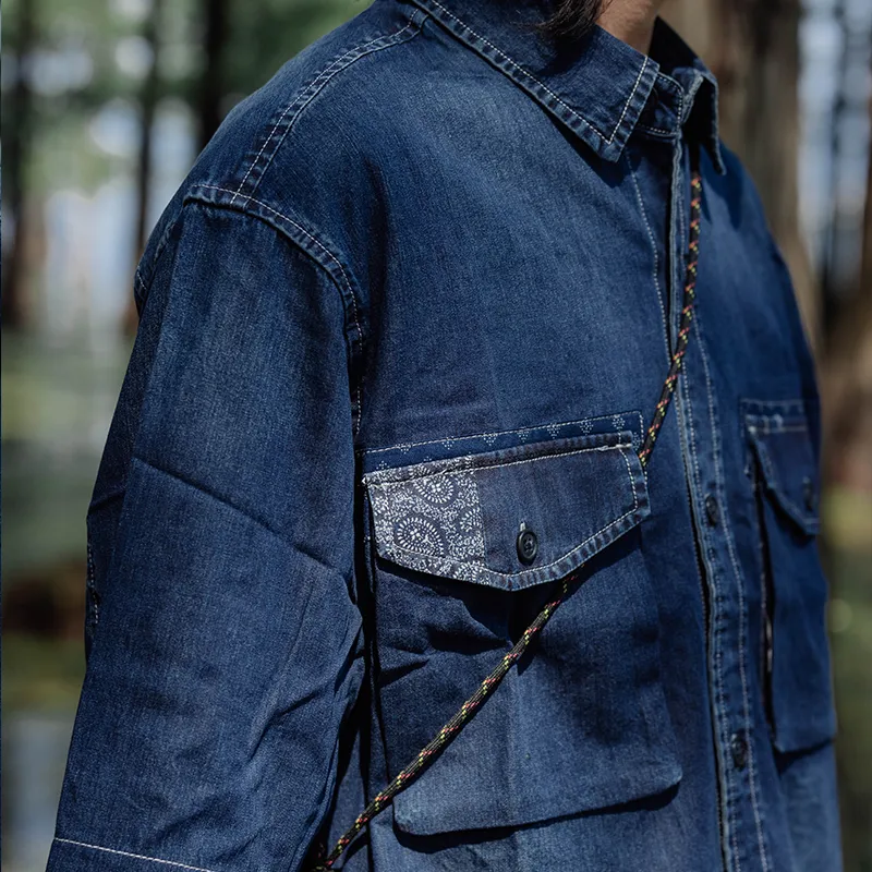 TEKABLU Shirts Men Denim Blue-8