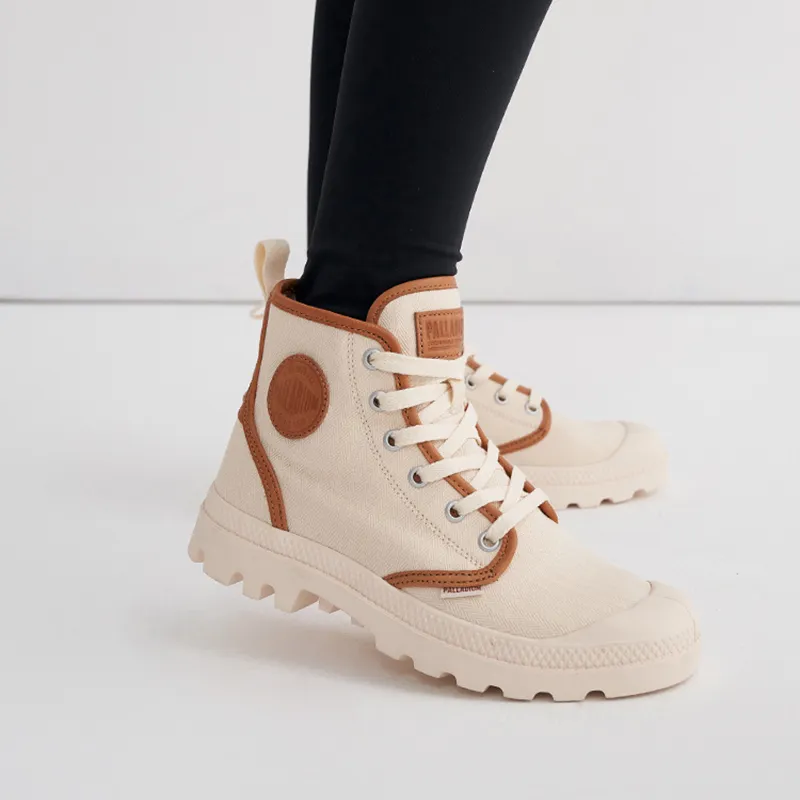 Palladium Pampa HiProvence Wear Resistant High Top Canvas Shoes Unisex Smoke White Brown-6