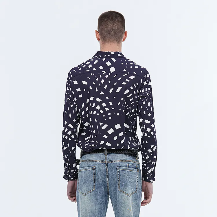 DAVID NAMAN Shirts Men Navy Blue-5