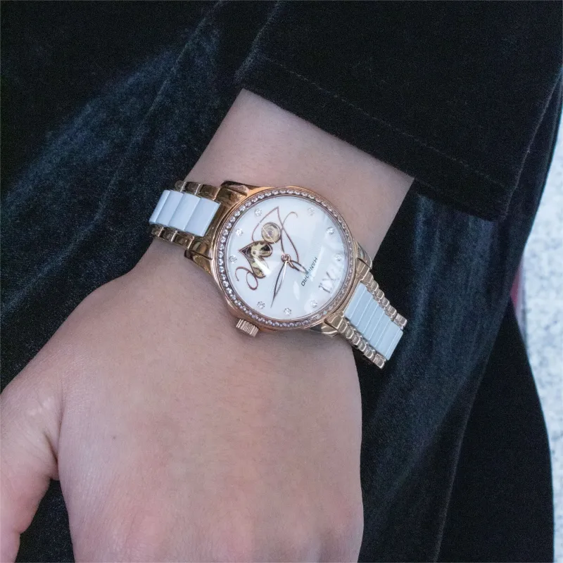 HANBORO Automatic Mechanical Movement Watch Women's Watch White Dial HBR88794-MG-5