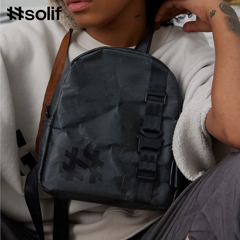 HASHTAGSOLIF Washable Kraft Paper Backpack Regular Unisex Obsidian Black-1